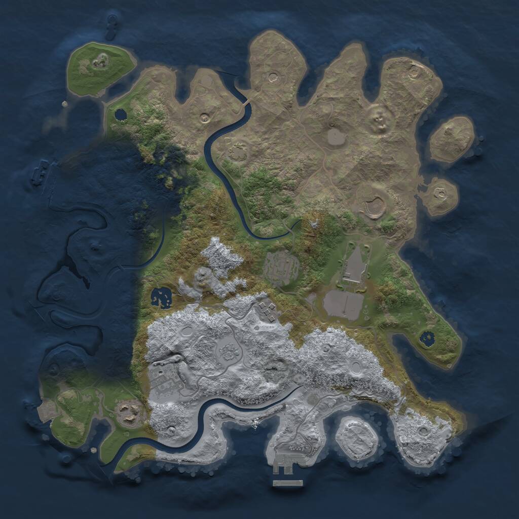 Rust Map: Procedural Map, Size: 3500, Seed: 507654, 13 Monuments