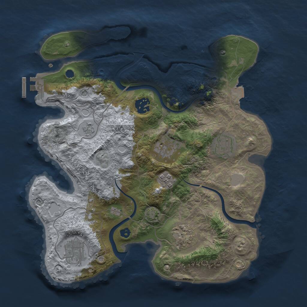 Rust Map: Procedural Map, Size: 3000, Seed: 350246781, 11 Monuments