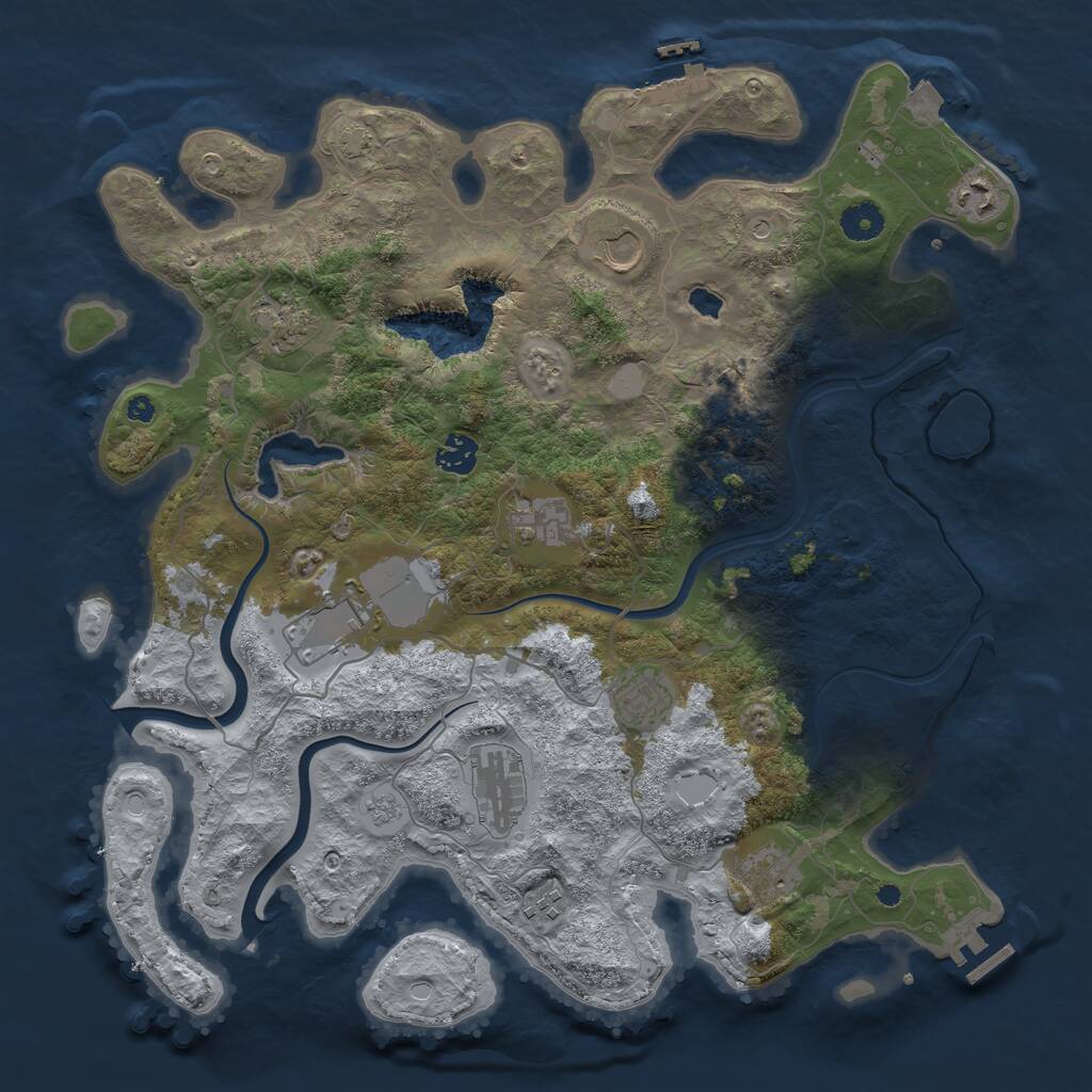 Rust Map: Procedural Map, Size: 4000, Seed: 634322, 16 Monuments