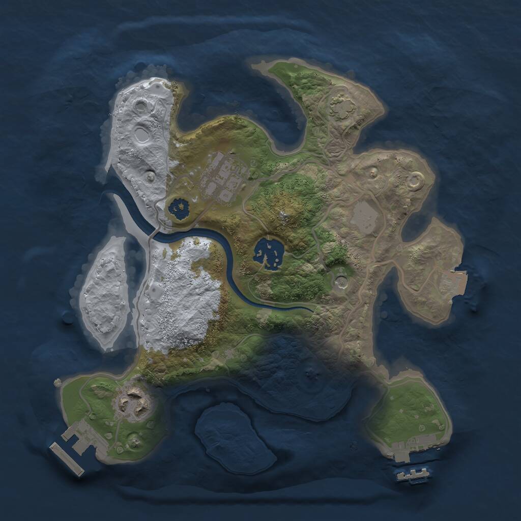 Rust Map: Procedural Map, Size: 2500, Seed: 2102272184, 8 Monuments