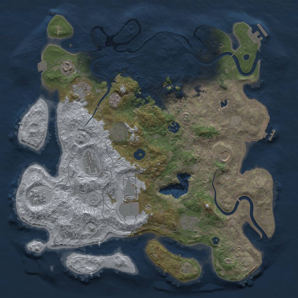 Rust Map: Procedural Map, Size: 4000, Seed: 650489544, 17 Monuments