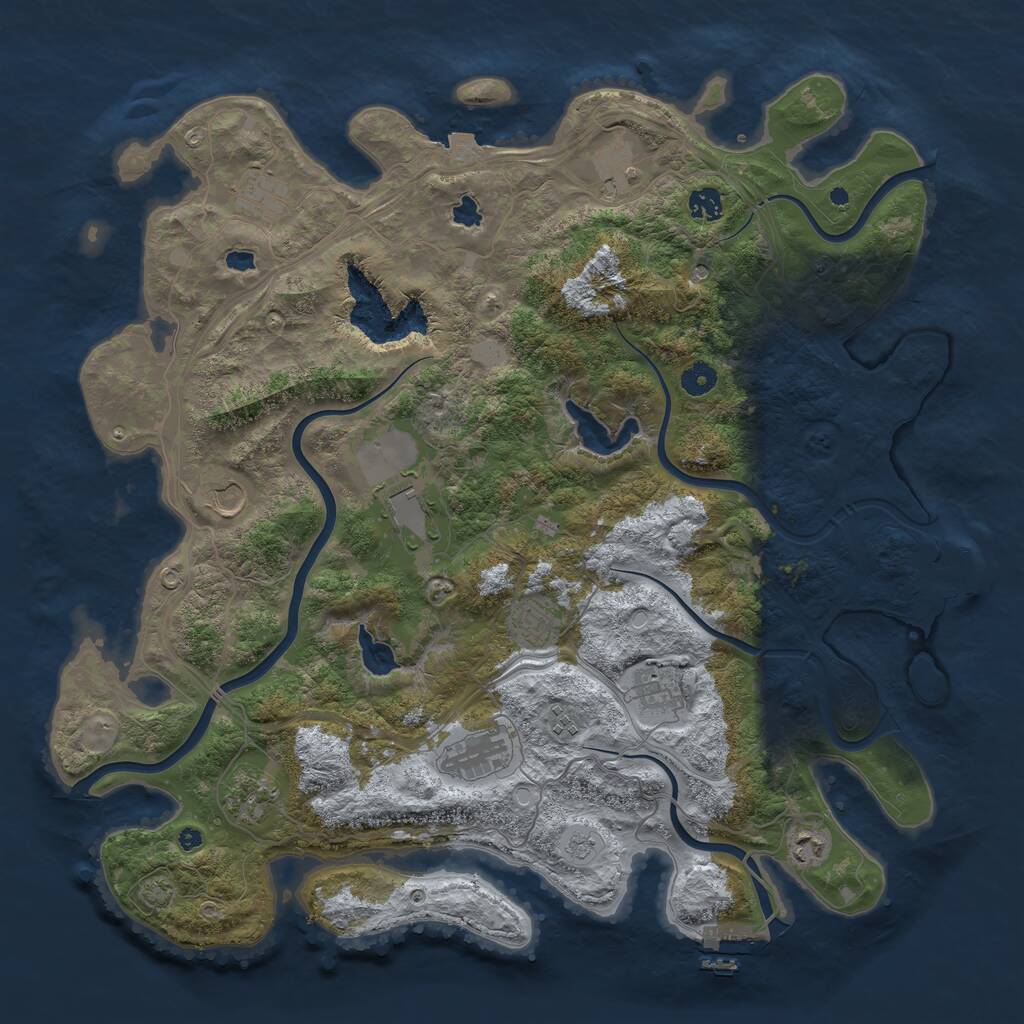 Rust Map: Procedural Map, Size: 4500, Seed: 233248750, 17 Monuments
