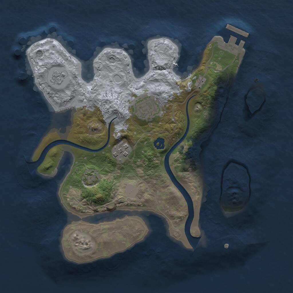 Rust Map: Procedural Map, Size: 2500, Seed: 895525104, 6 Monuments
