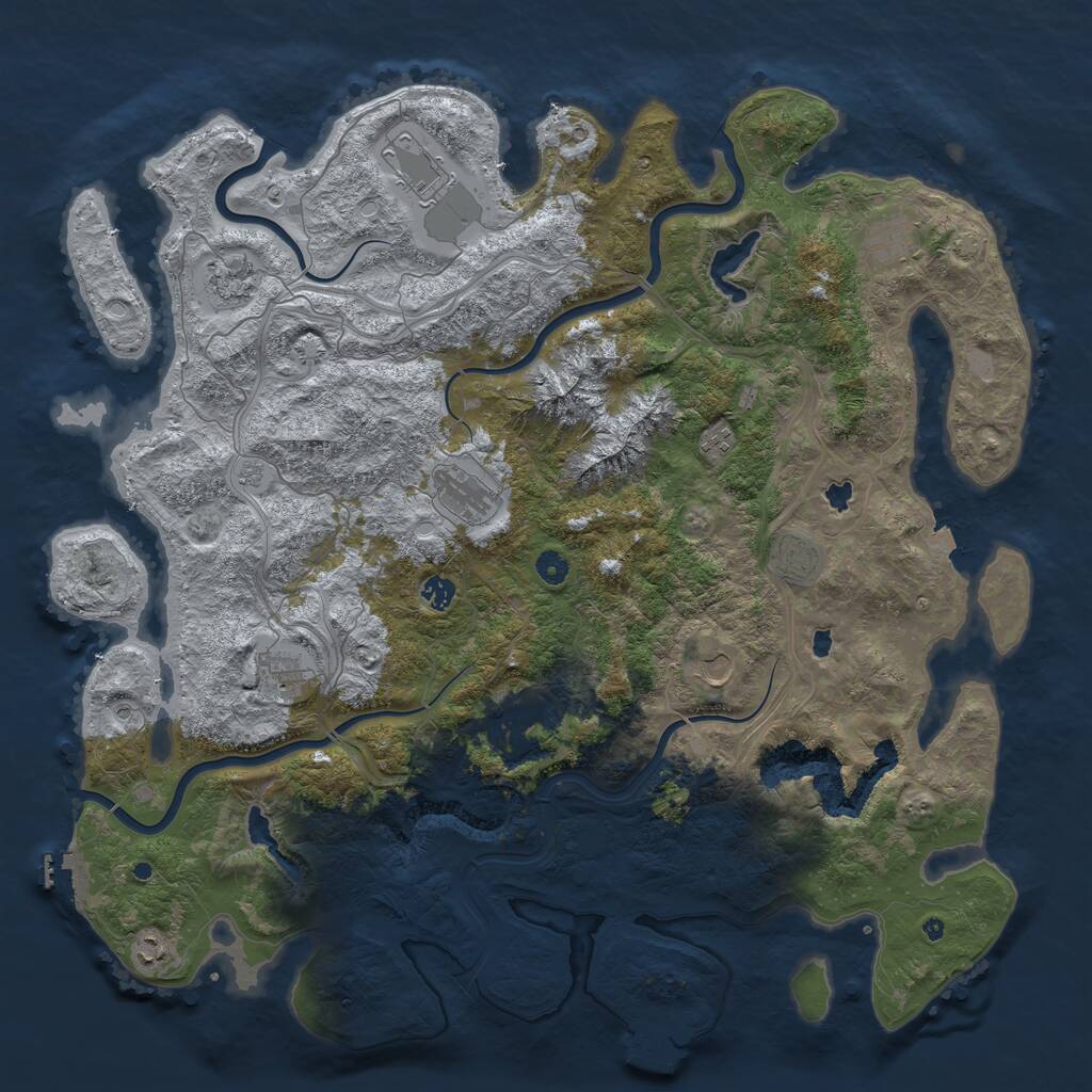Rust Map: Procedural Map, Size: 5000, Seed: 975634, 17 Monuments