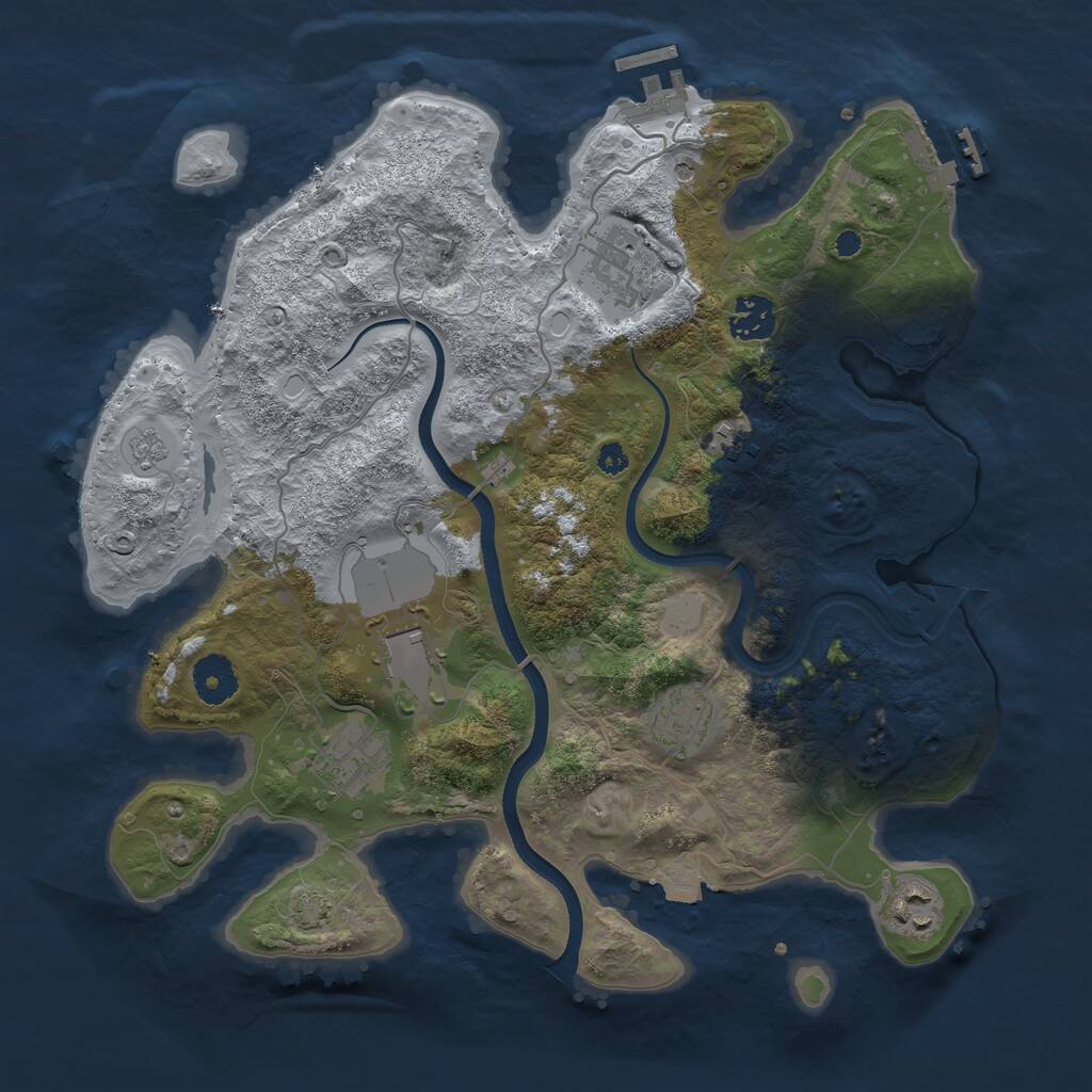 Rust Map: Procedural Map, Size: 3500, Seed: 843706371, 13 Monuments