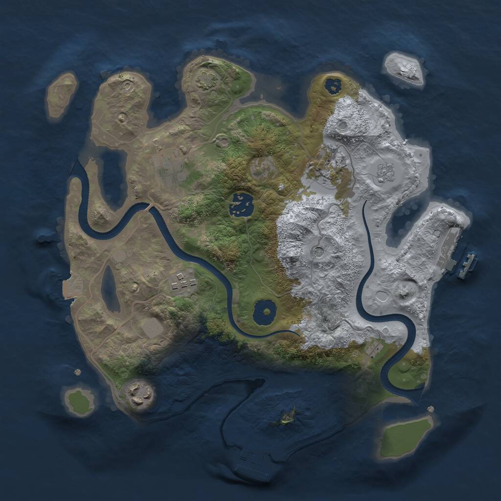 Rust Map: Procedural Map, Size: 3000, Seed: 461930397, 11 Monuments