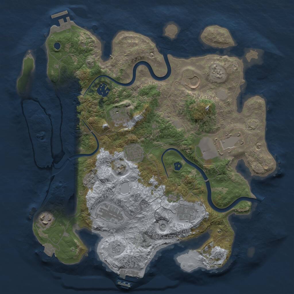 Rust Map: Procedural Map, Size: 3500, Seed: 1607728081, 15 Monuments