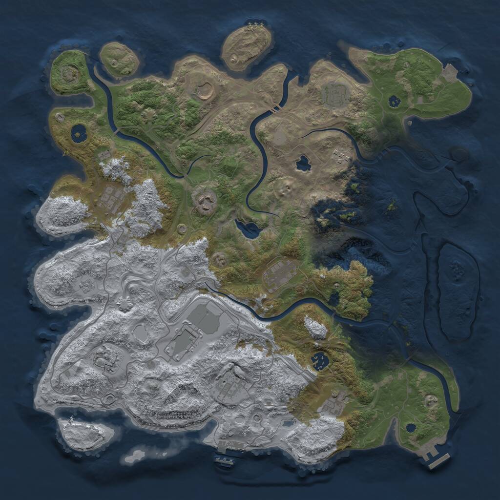 Rust Map: Procedural Map, Size: 4300, Seed: 1480607585, 17 Monuments