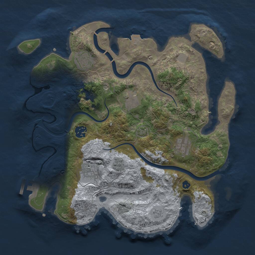 Rust Map: Procedural Map, Size: 3200, Seed: 533628840, 11 Monuments