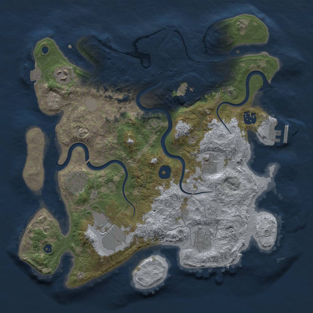 Rust Map: Procedural Map, Size: 3500, Seed: 1742241747, 13 Monuments