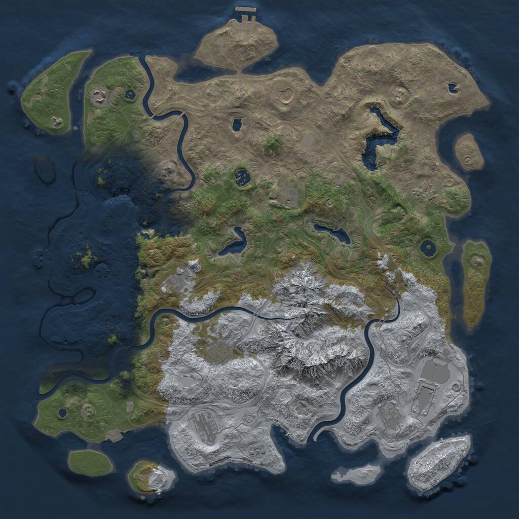 Rust Map: Procedural Map, Size: 5000, Seed: 631864344, 17 Monuments
