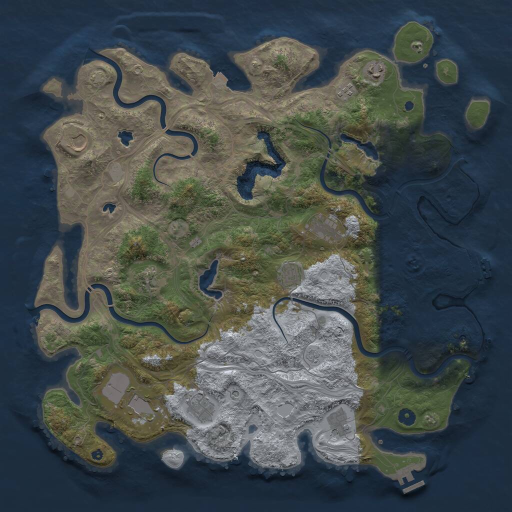 Rust Map: Procedural Map, Size: 4500, Seed: 999020294, 15 Monuments
