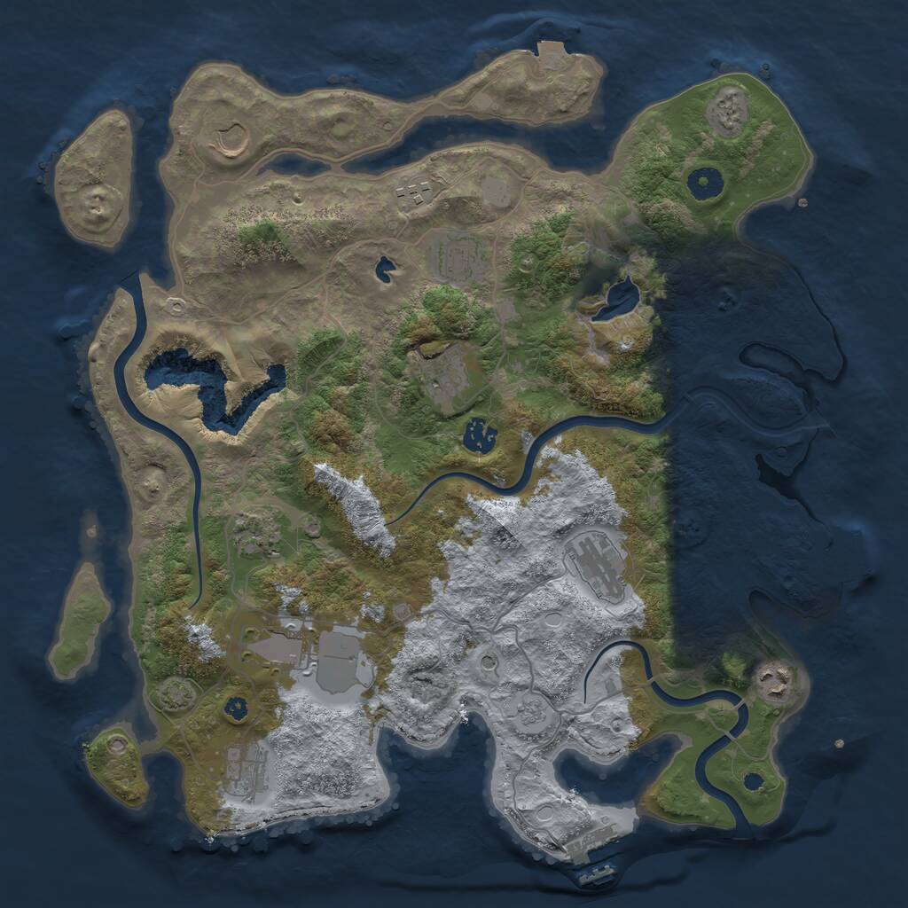 Rust Map: Procedural Map, Size: 4000, Seed: 55021, 16 Monuments