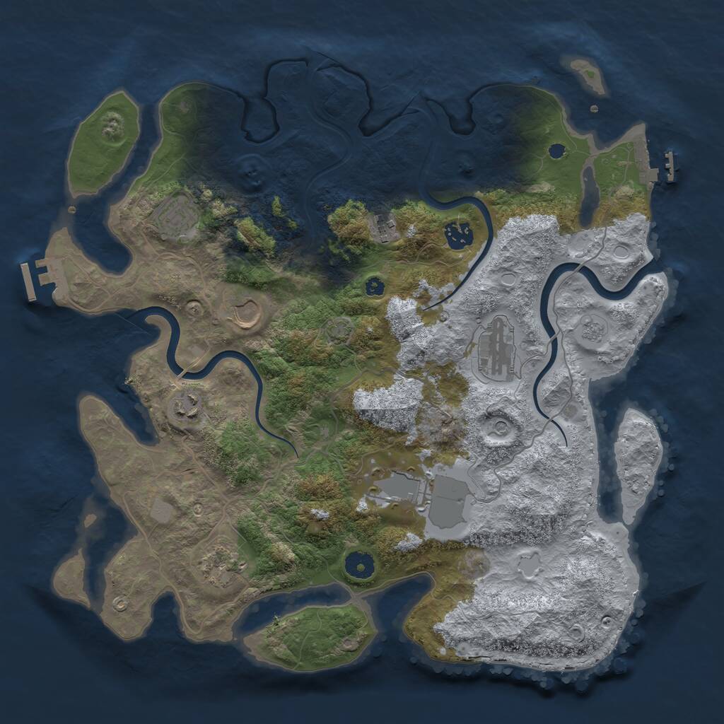 Rust Map: Procedural Map, Size: 3800, Seed: 836736, 14 Monuments