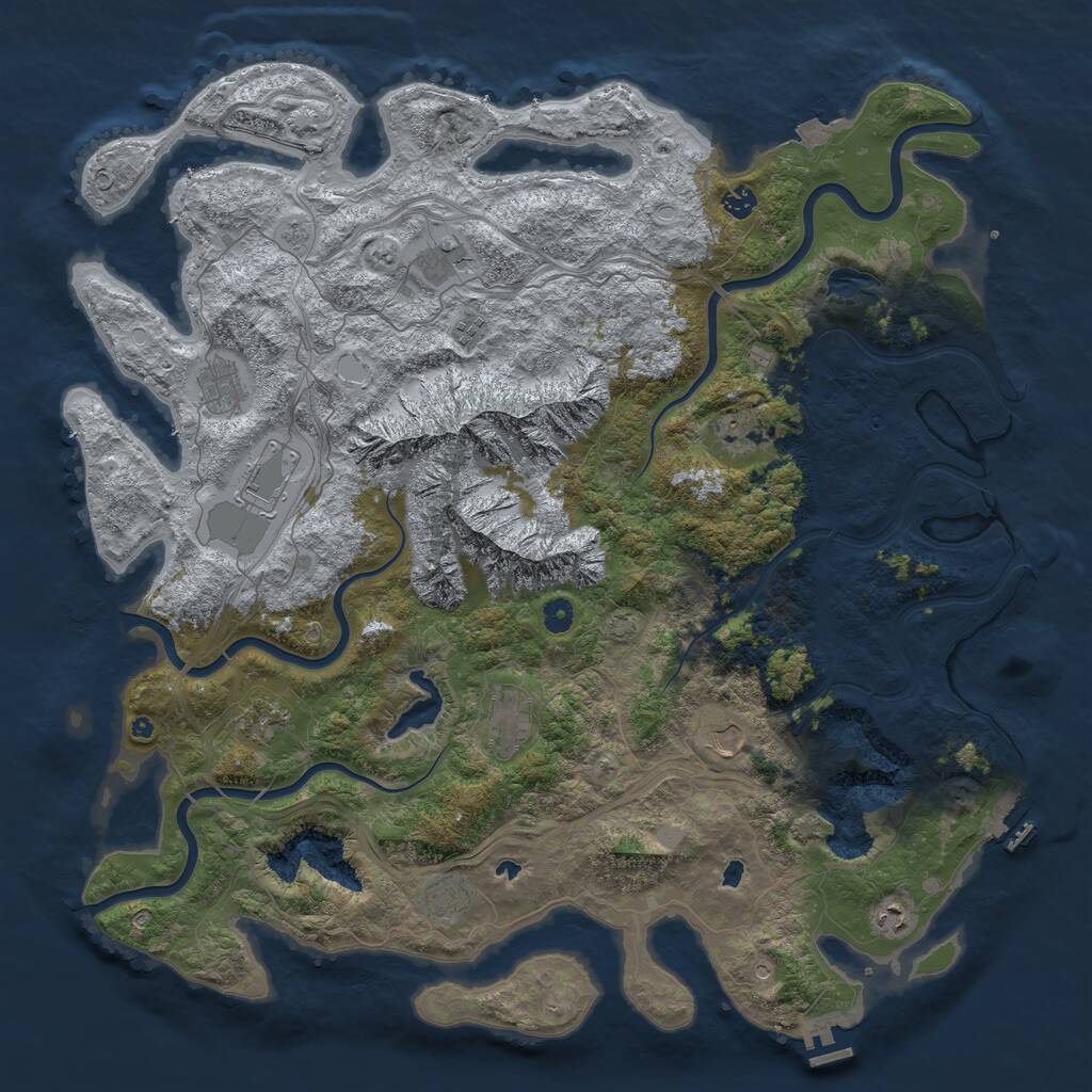 Rust Map: Procedural Map, Size: 5000, Seed: 913228590, 17 Monuments
