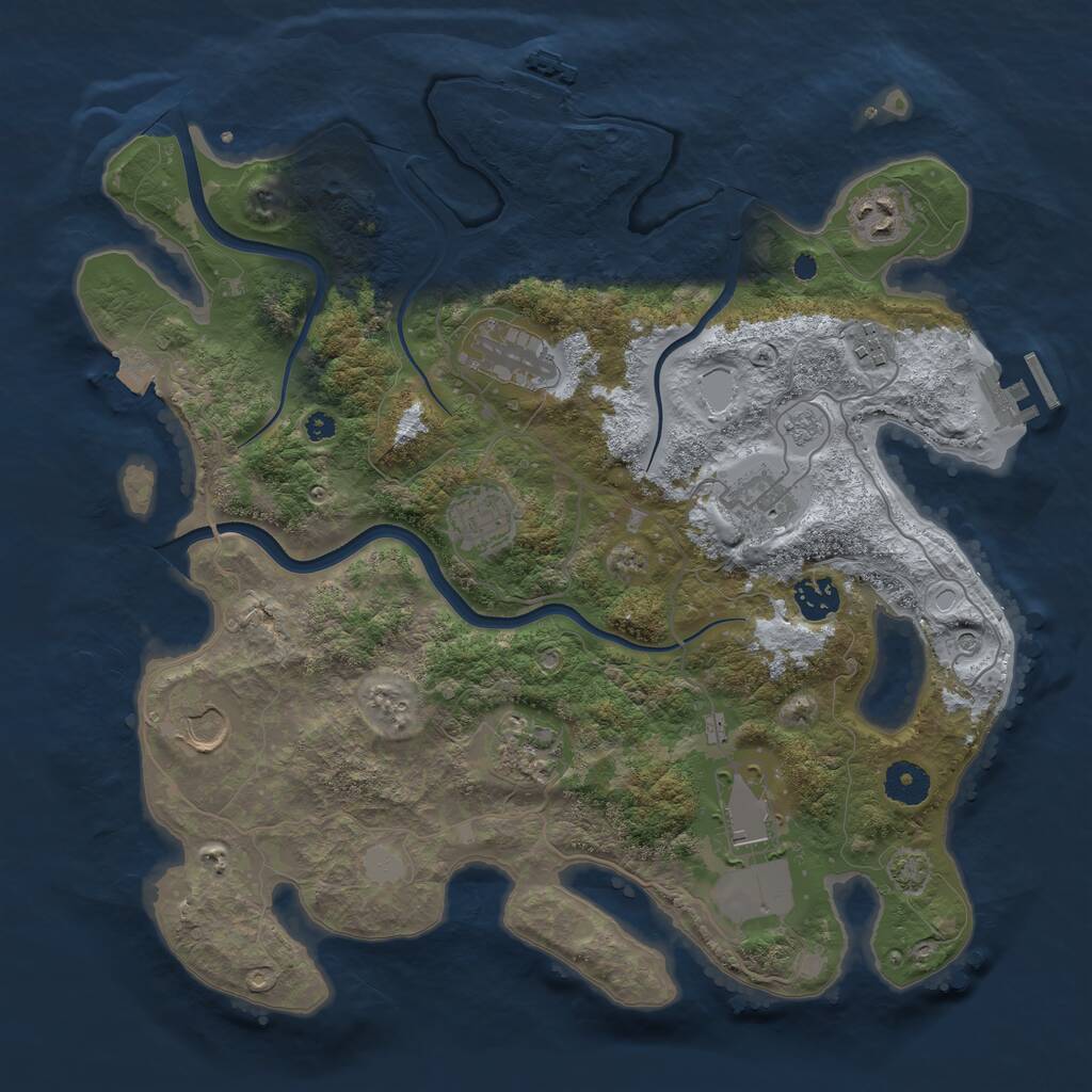 Rust Map: Procedural Map, Size: 3700, Seed: 2005597225, 15 Monuments