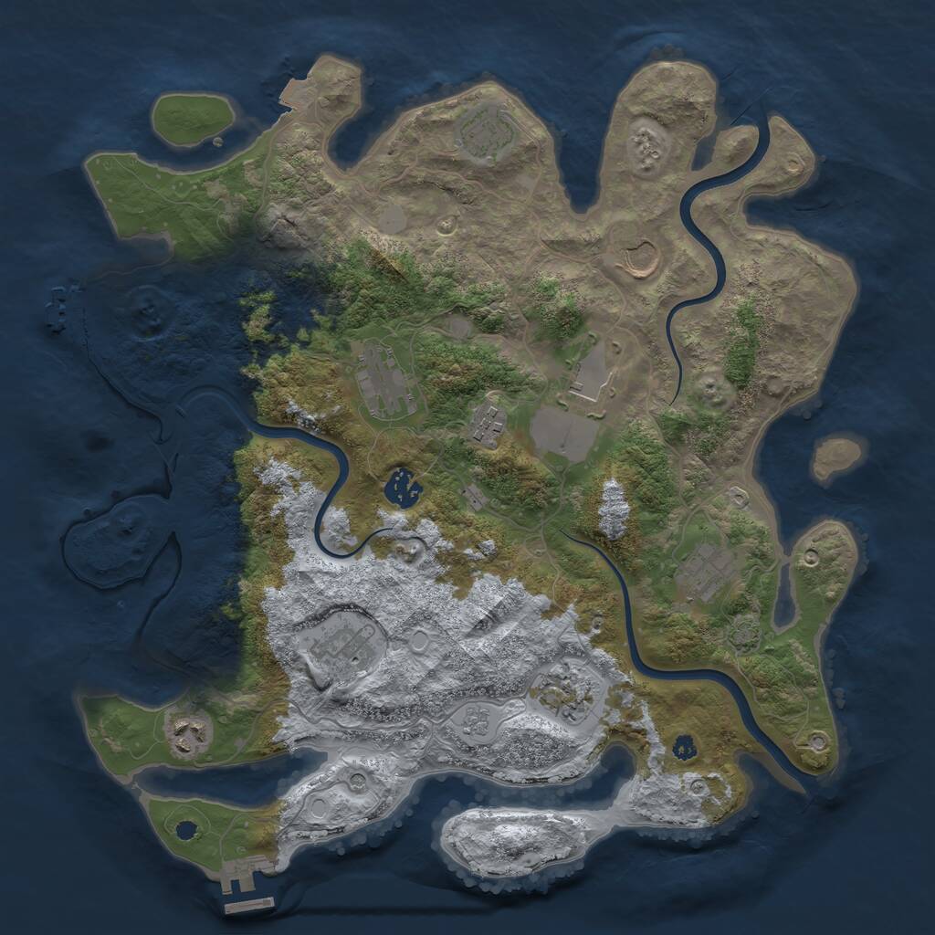 Rust Map: Procedural Map, Size: 3800, Seed: 1342317785, 16 Monuments