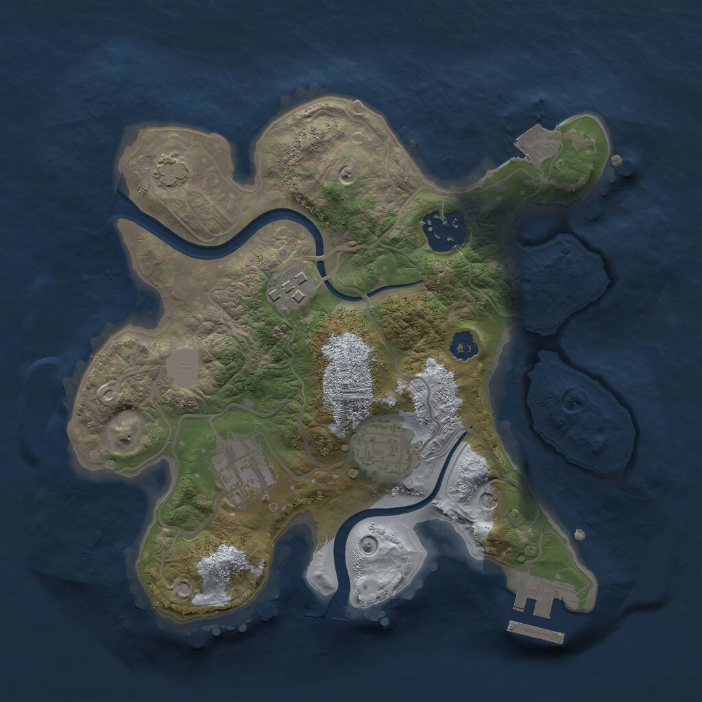 Rust Map: Procedural Map, Size: 2499, Seed: 1288344083, 8 Monuments