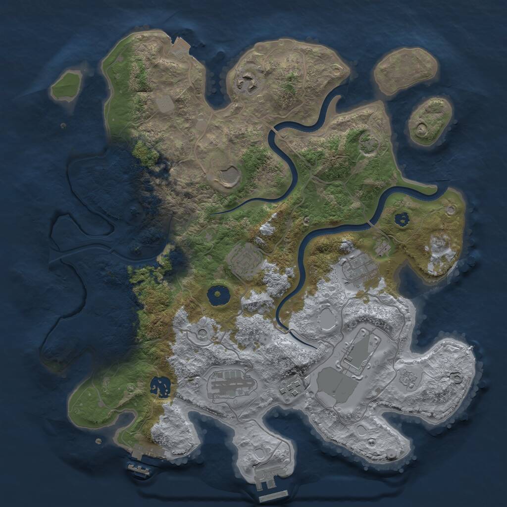 Rust Map: Procedural Map, Size: 3500, Seed: 1351116410, 14 Monuments