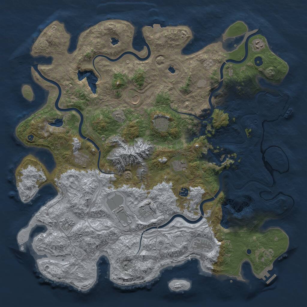 Rust Map: Procedural Map, Size: 5000, Seed: 355333697, 17 Monuments