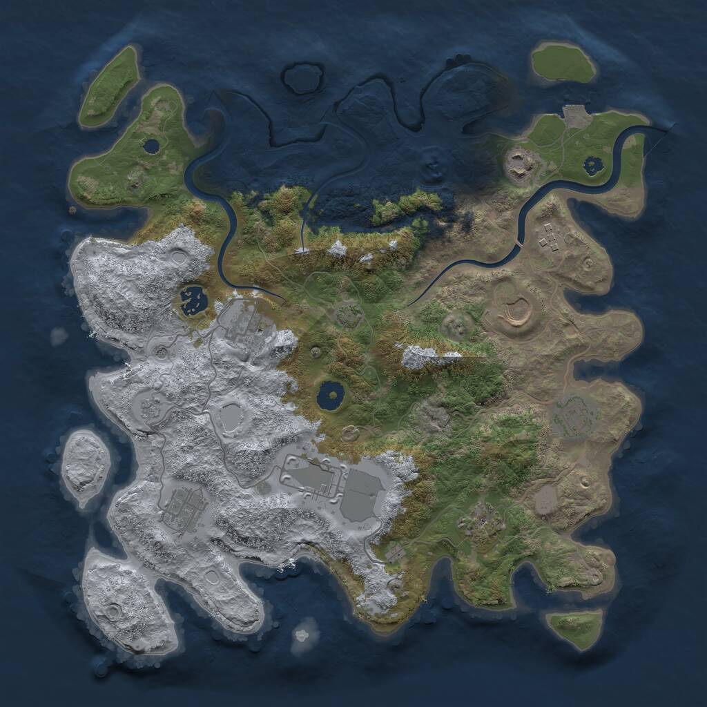 Rust Map: Procedural Map, Size: 3750, Seed: 2081377195, 13 Monuments