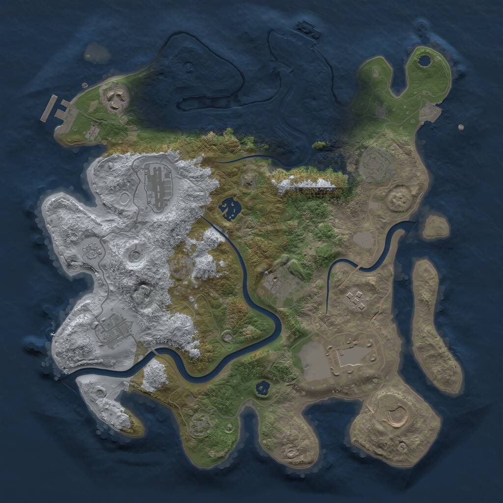 Rust Map: Procedural Map, Size: 3500, Seed: 1082416614, 15 Monuments