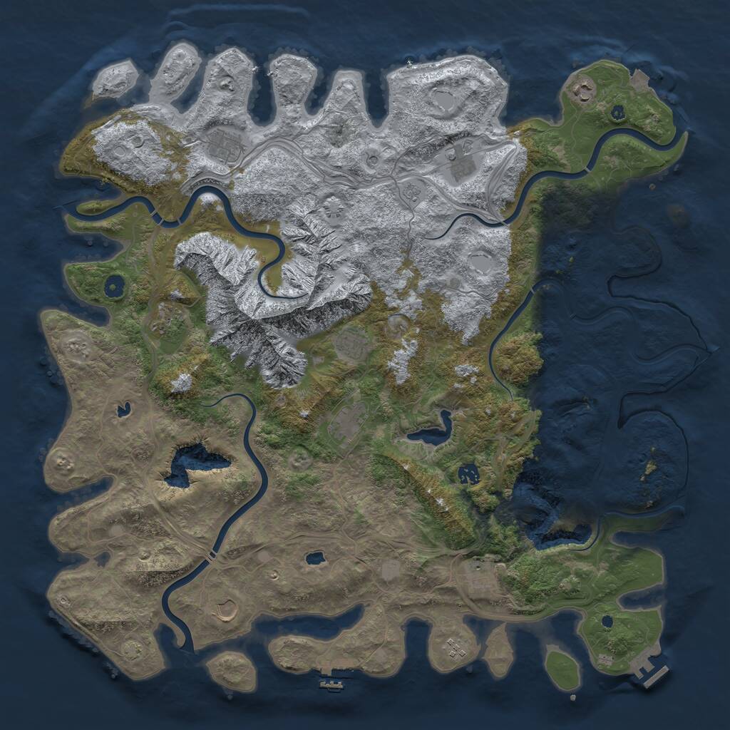 Rust Map: Procedural Map, Size: 5000, Seed: 897458, 16 Monuments