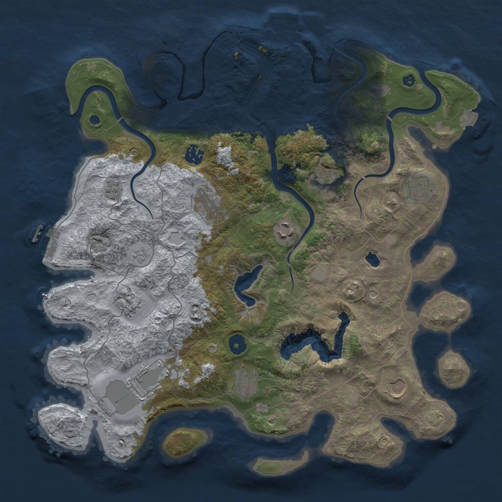 Rust Map: Procedural Map, Size: 4000, Seed: 1080432626, 16 Monuments