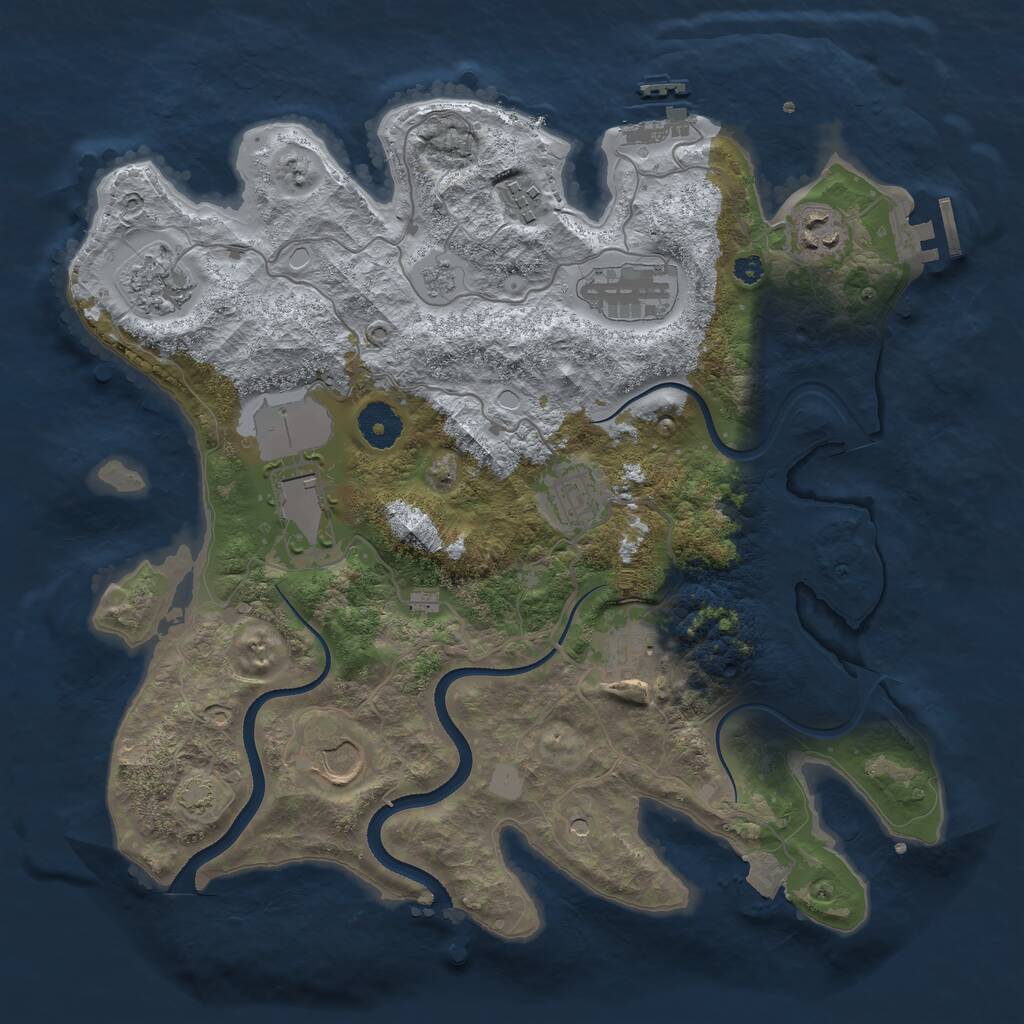 Rust Map: Procedural Map, Size: 3500, Seed: 1865209515, 14 Monuments