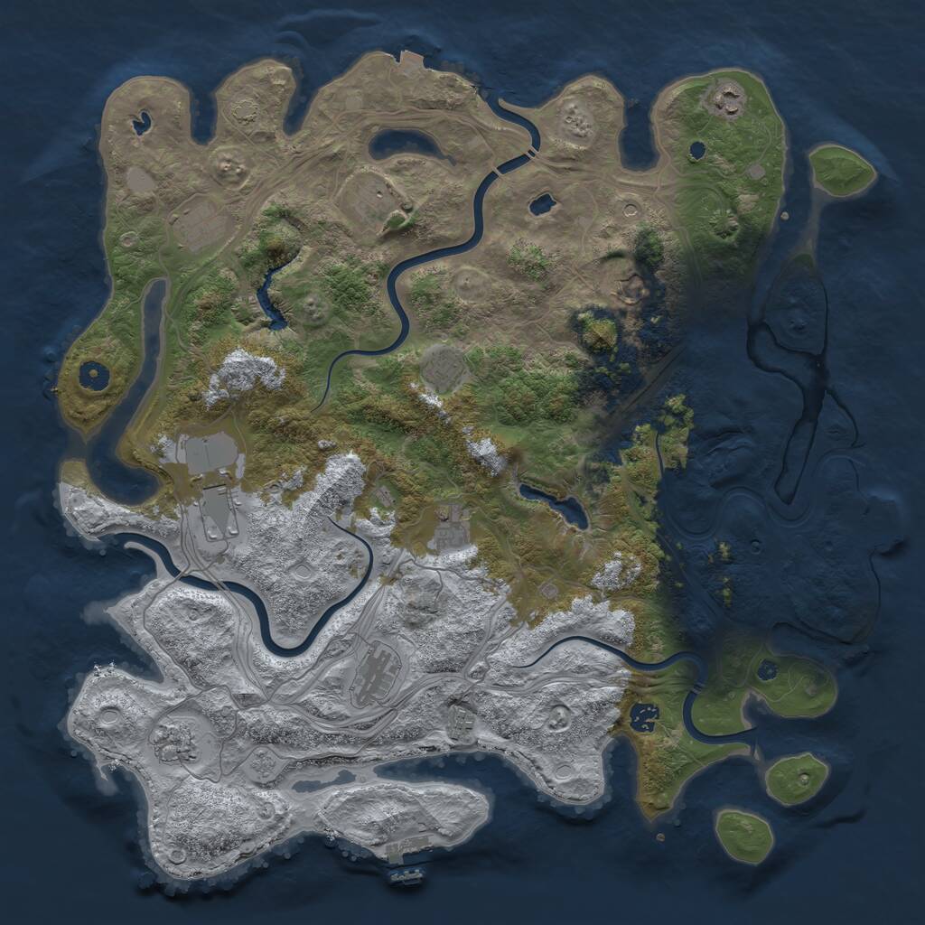 Rust Map: Procedural Map, Size: 4600, Seed: 813194966, 17 Monuments