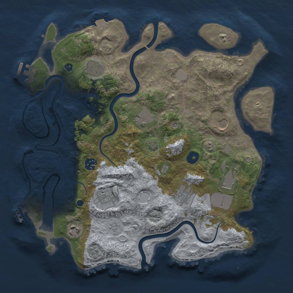 Rust Map: Procedural Map, Size: 3600, Seed: 888888, 15 Monuments