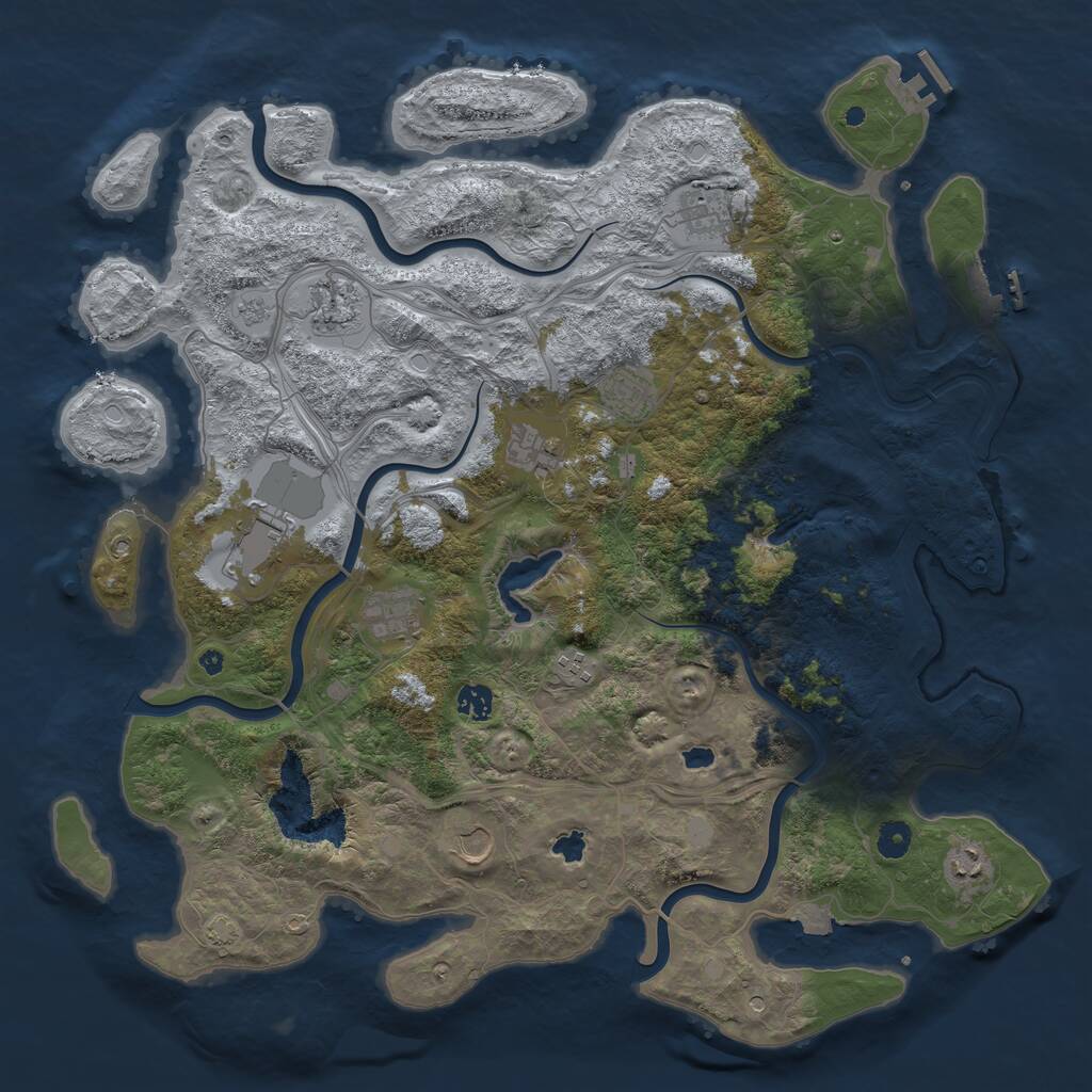 Rust Map: Procedural Map, Size: 4500, Seed: 37835, 16 Monuments