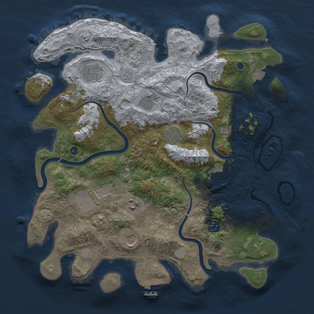 Rust Map: Procedural Map, Size: 3800, Seed: 1423159596, 14 Monuments