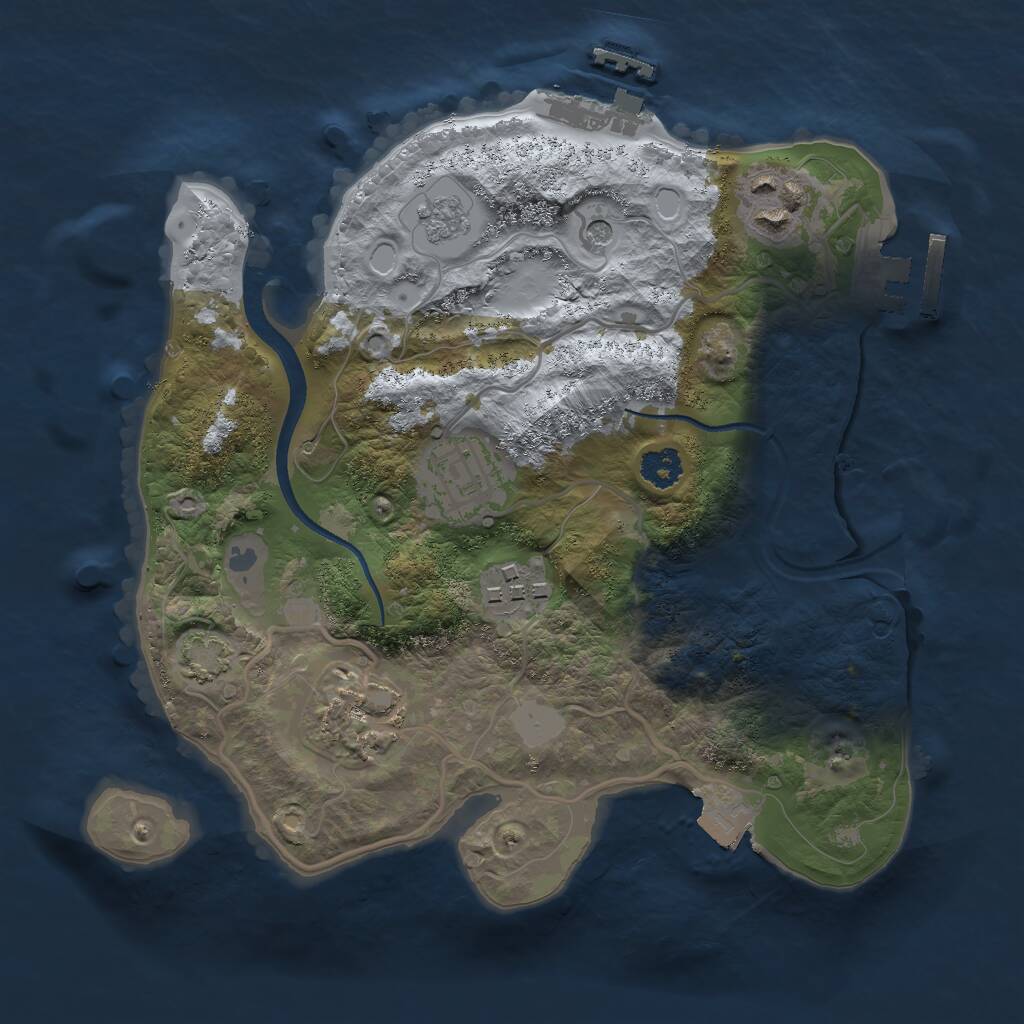 Rust Map: Procedural Map, Size: 2500, Seed: 2073525905, 10 Monuments