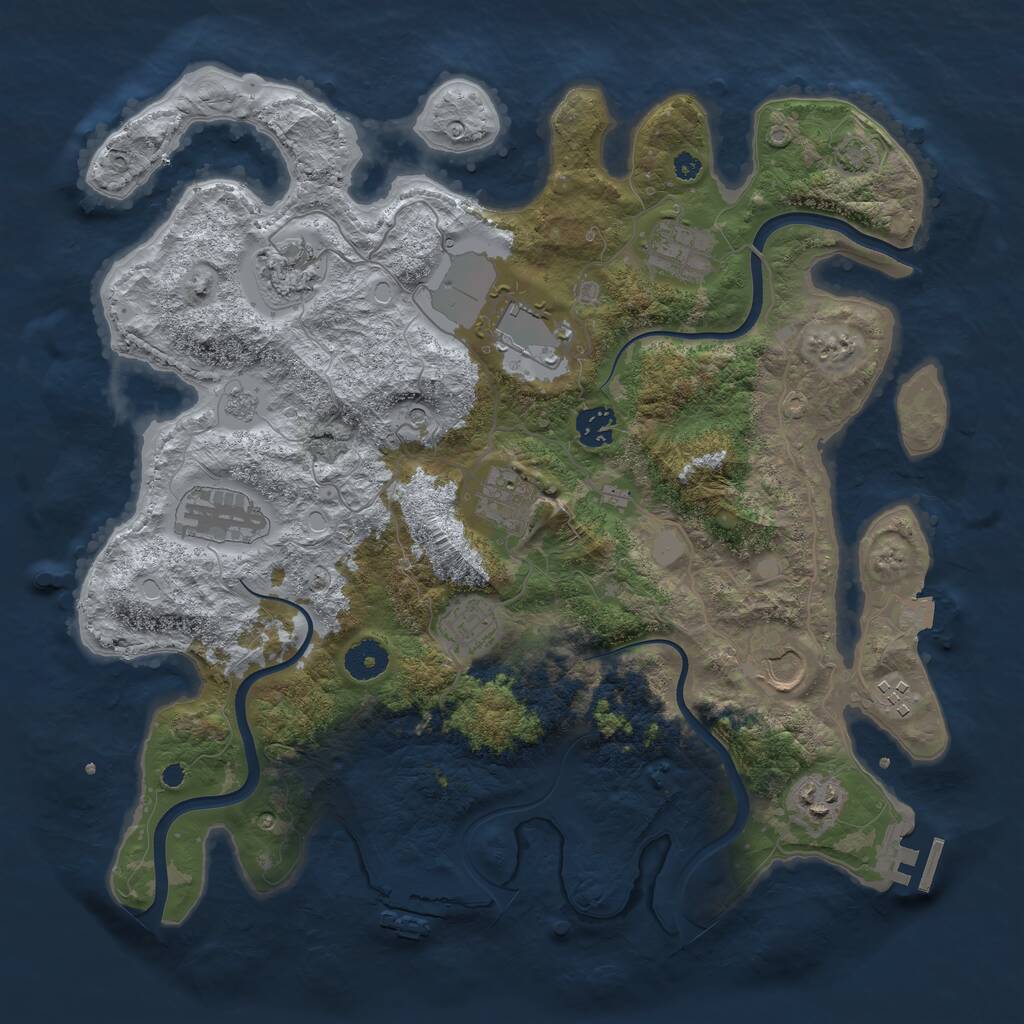 Rust Map: Procedural Map, Size: 3750, Seed: 29085, 16 Monuments