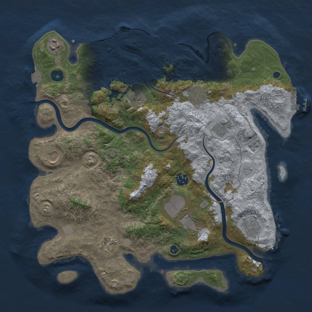 Rust Map: Procedural Map, Size: 3800, Seed: 117240584, 16 Monuments