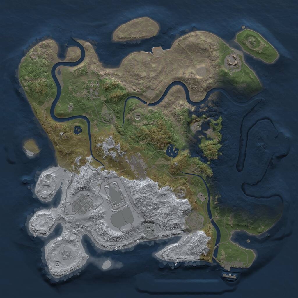 Rust Map: Procedural Map, Size: 3500, Seed: 1209424580, 15 Monuments