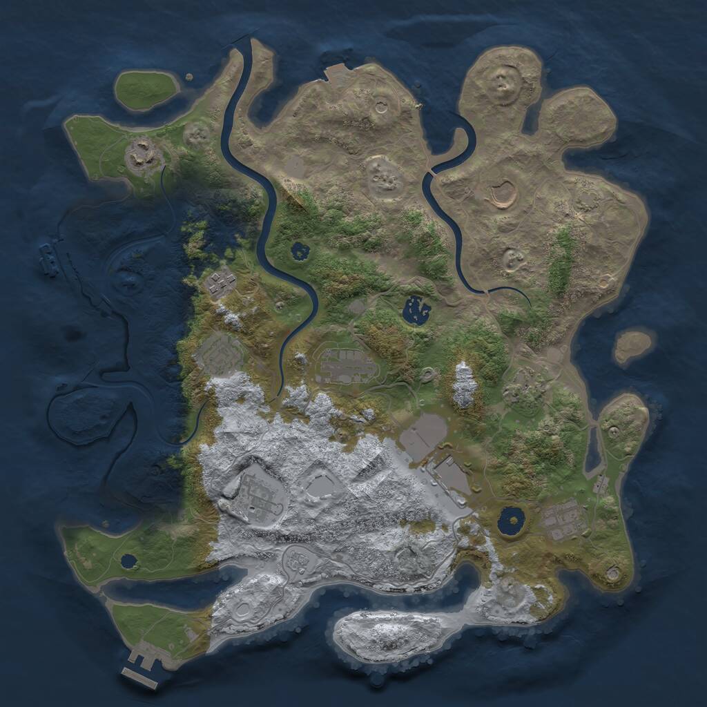 Rust Map: Procedural Map, Size: 3801, Seed: 1342317785, 16 Monuments