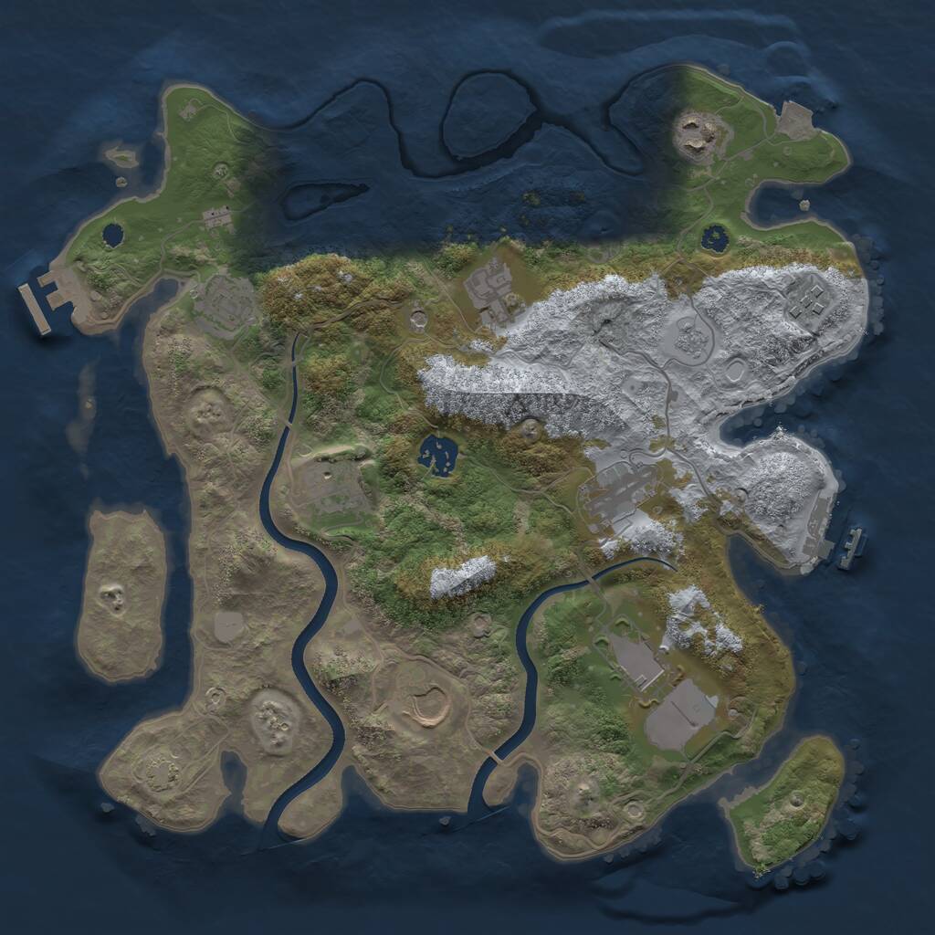 Rust Map: Procedural Map, Size: 3500, Seed: 1564932560, 15 Monuments