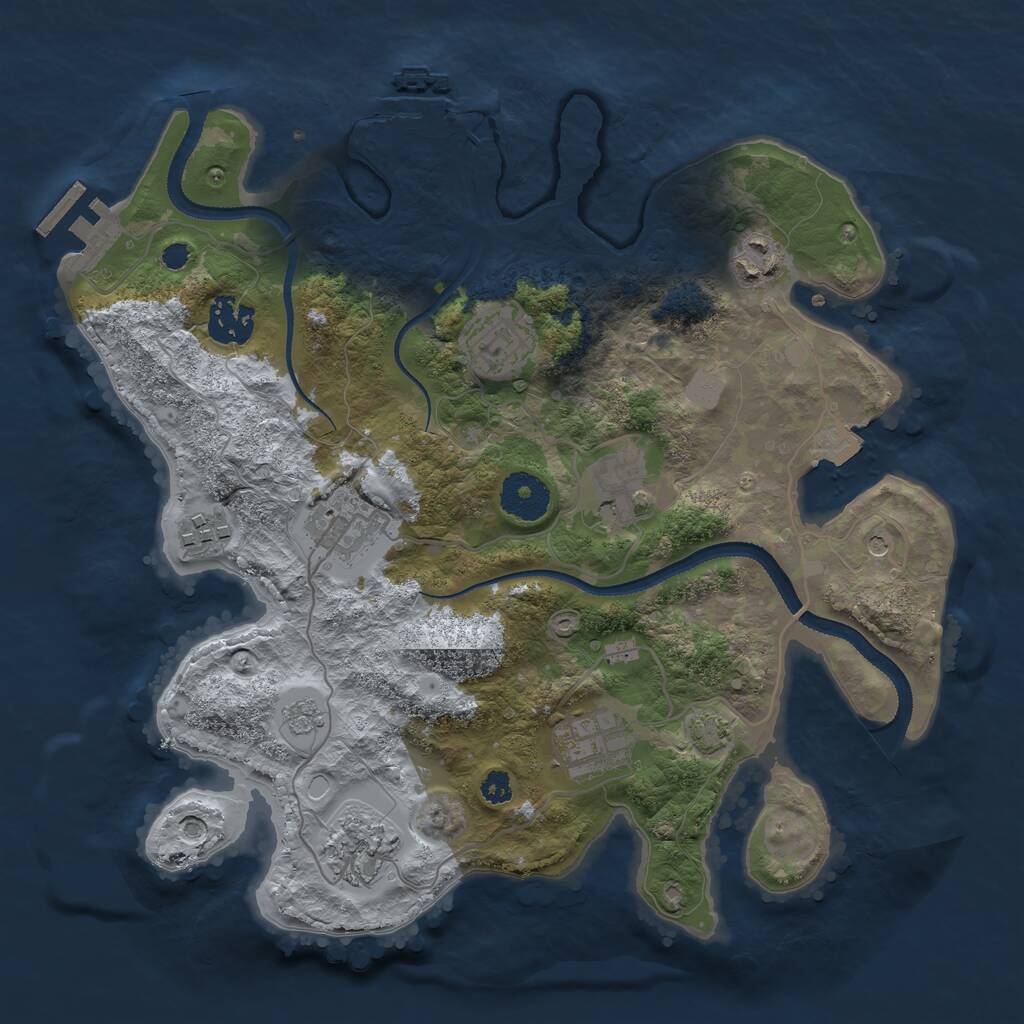 Rust Map: Procedural Map, Size: 3200, Seed: 1411567811, 14 Monuments