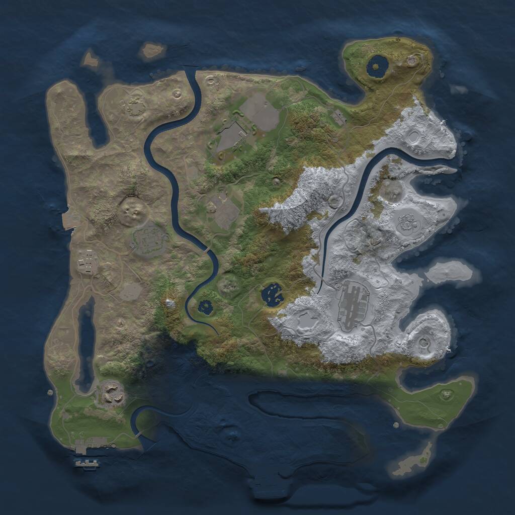 Rust Map: Procedural Map, Size: 3500, Seed: 560483609, 13 Monuments