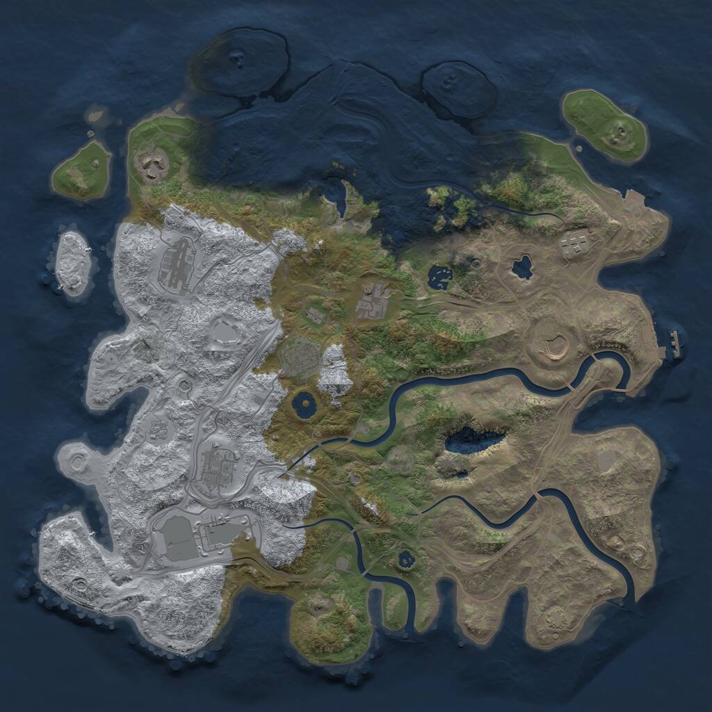 Rust Map: Procedural Map, Size: 4250, Seed: 2111981790, 14 Monuments