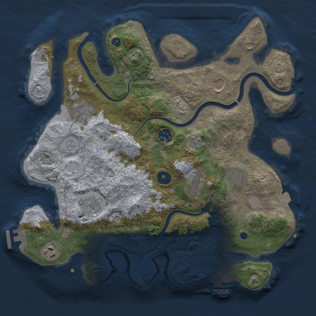 Rust Map: Procedural Map, Size: 3500, Seed: 1005874254, 14 Monuments