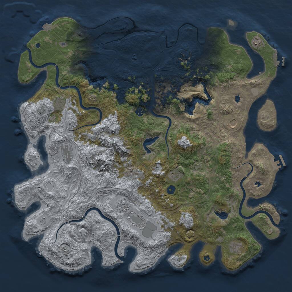 Rust Map: Procedural Map, Size: 5000, Seed: 321611301, 16 Monuments