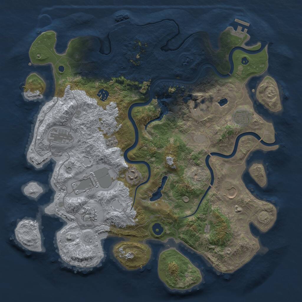 Rust Map: Procedural Map, Size: 4000, Seed: 1464441329, 15 Monuments