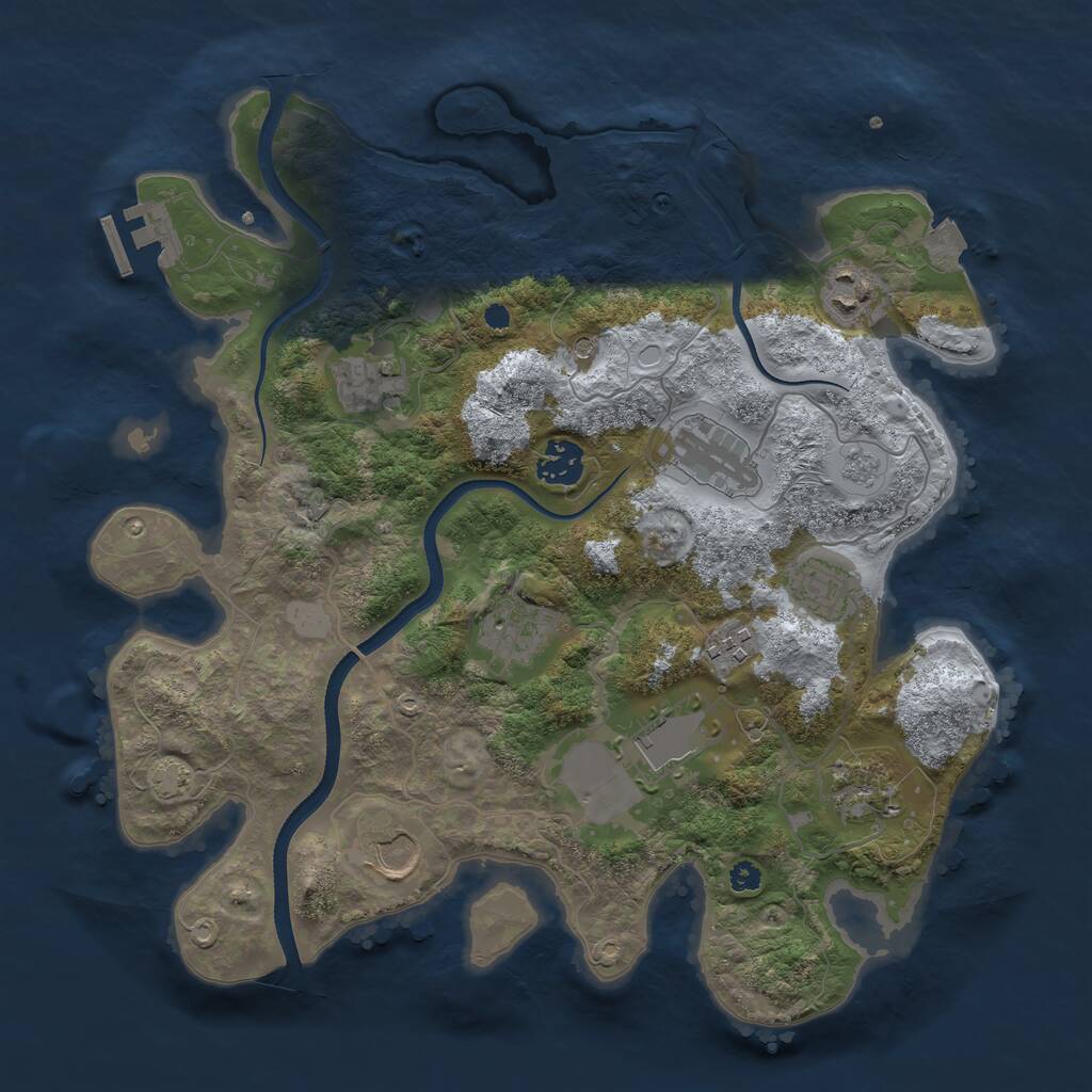 Rust Map: Procedural Map, Size: 3500, Seed: 87485, 15 Monuments