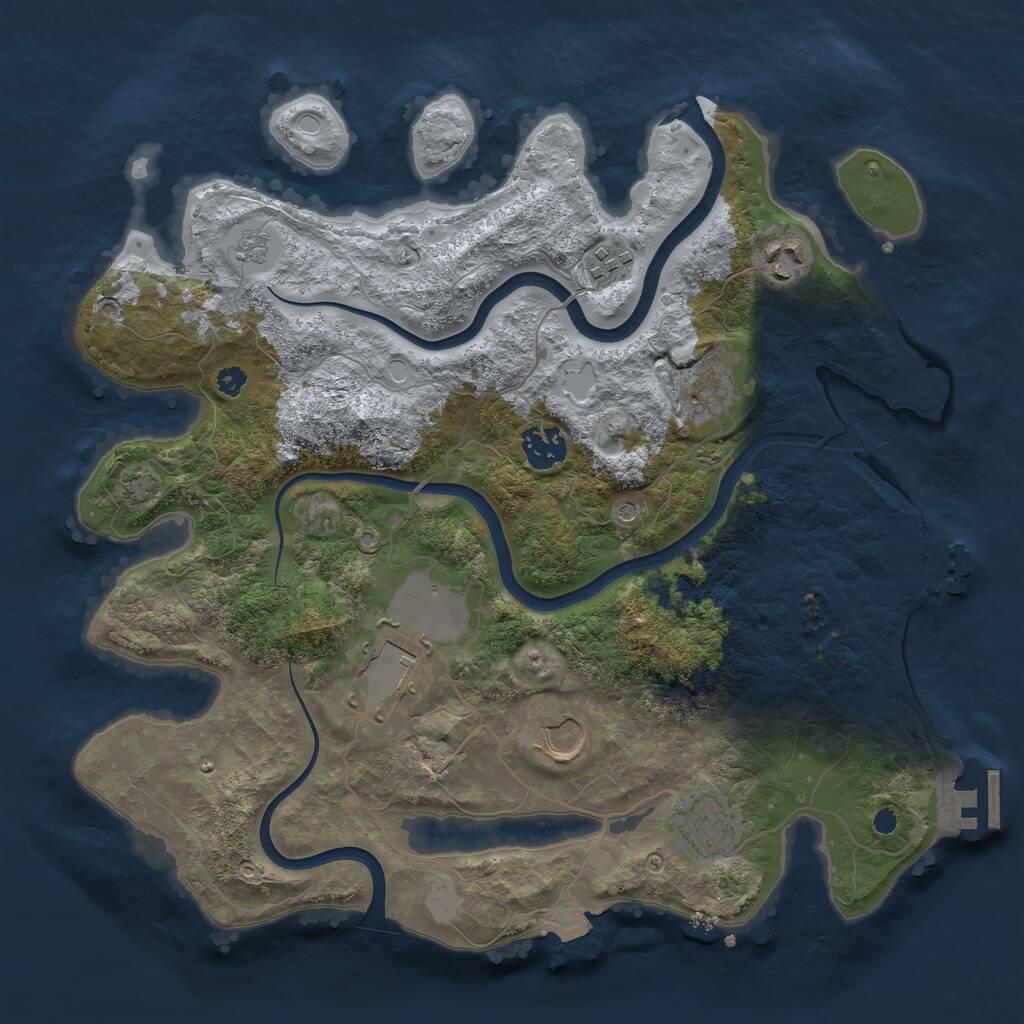 Rust Map: Procedural Map, Size: 3500, Seed: 375666561, 13 Monuments