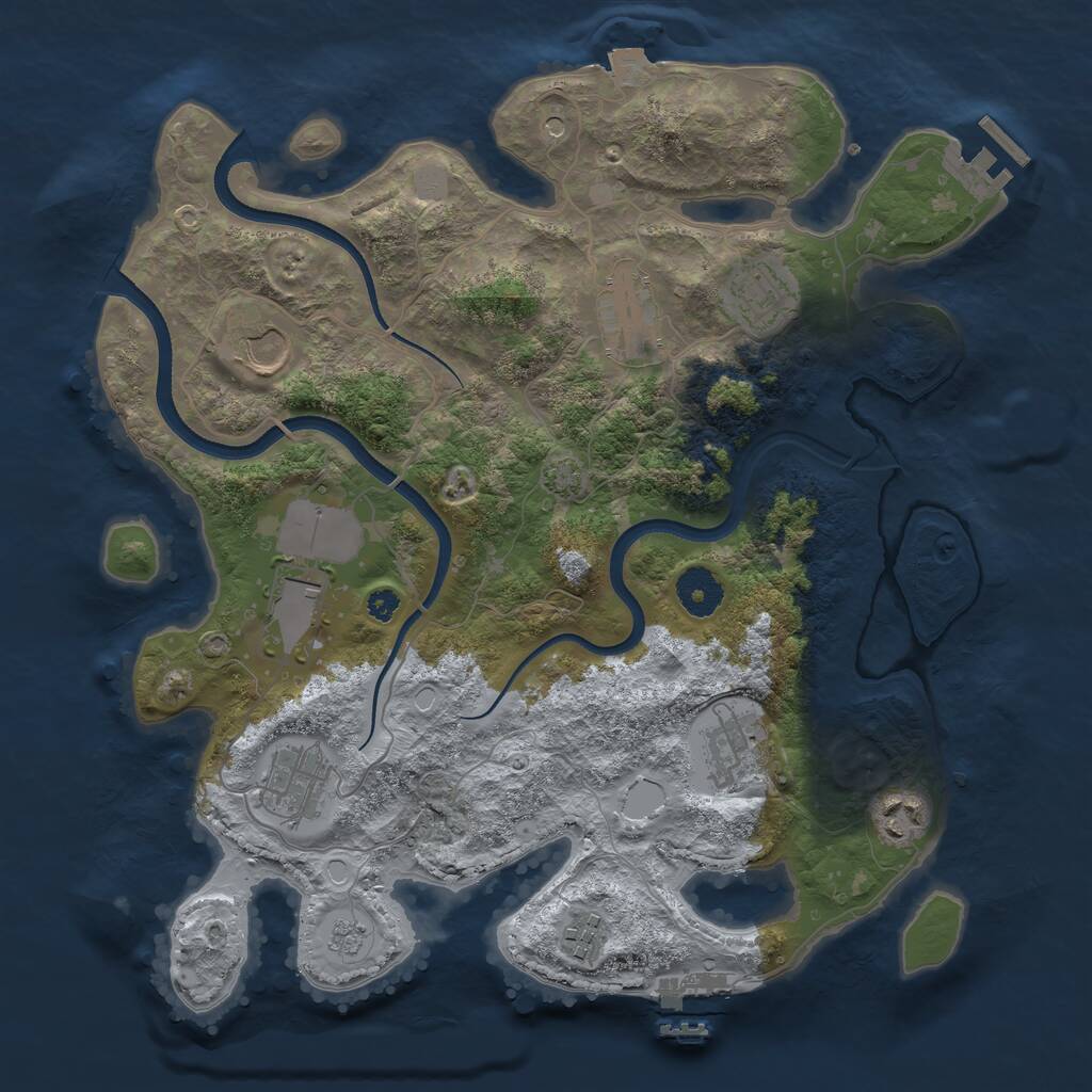 Rust Map: Procedural Map, Size: 3500, Seed: 2000193125, 14 Monuments