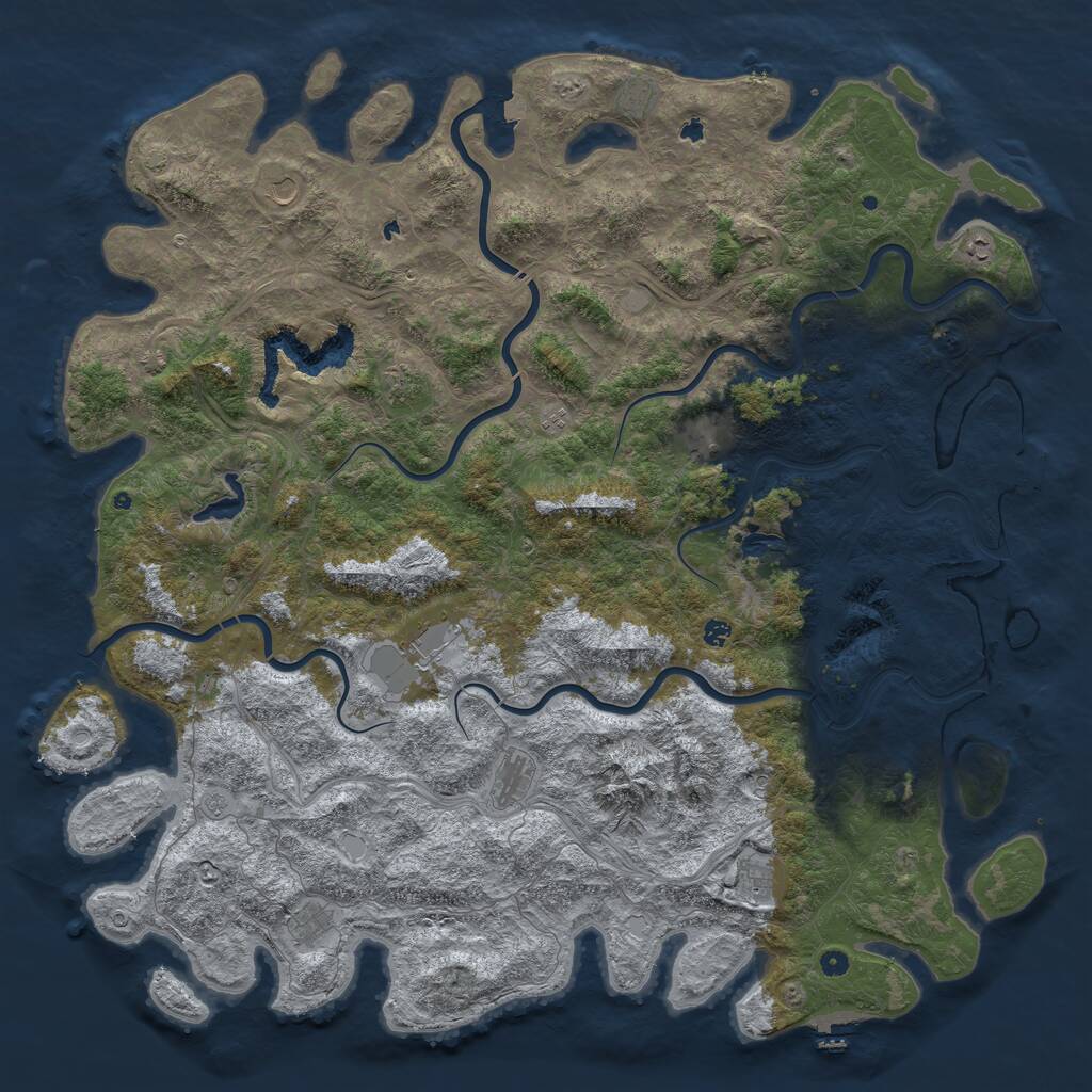 Rust Map: Procedural Map, Size: 6000, Seed: 5000088, 17 Monuments