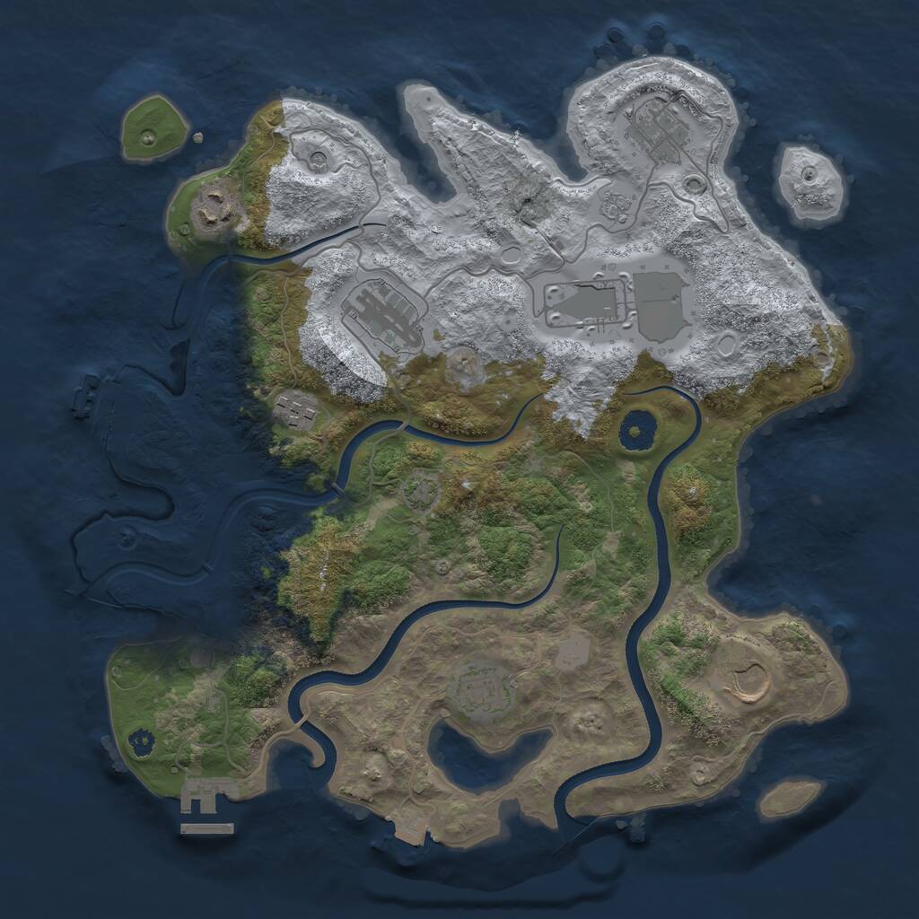 Rust Map: Procedural Map, Size: 3500, Seed: 133297778, 13 Monuments